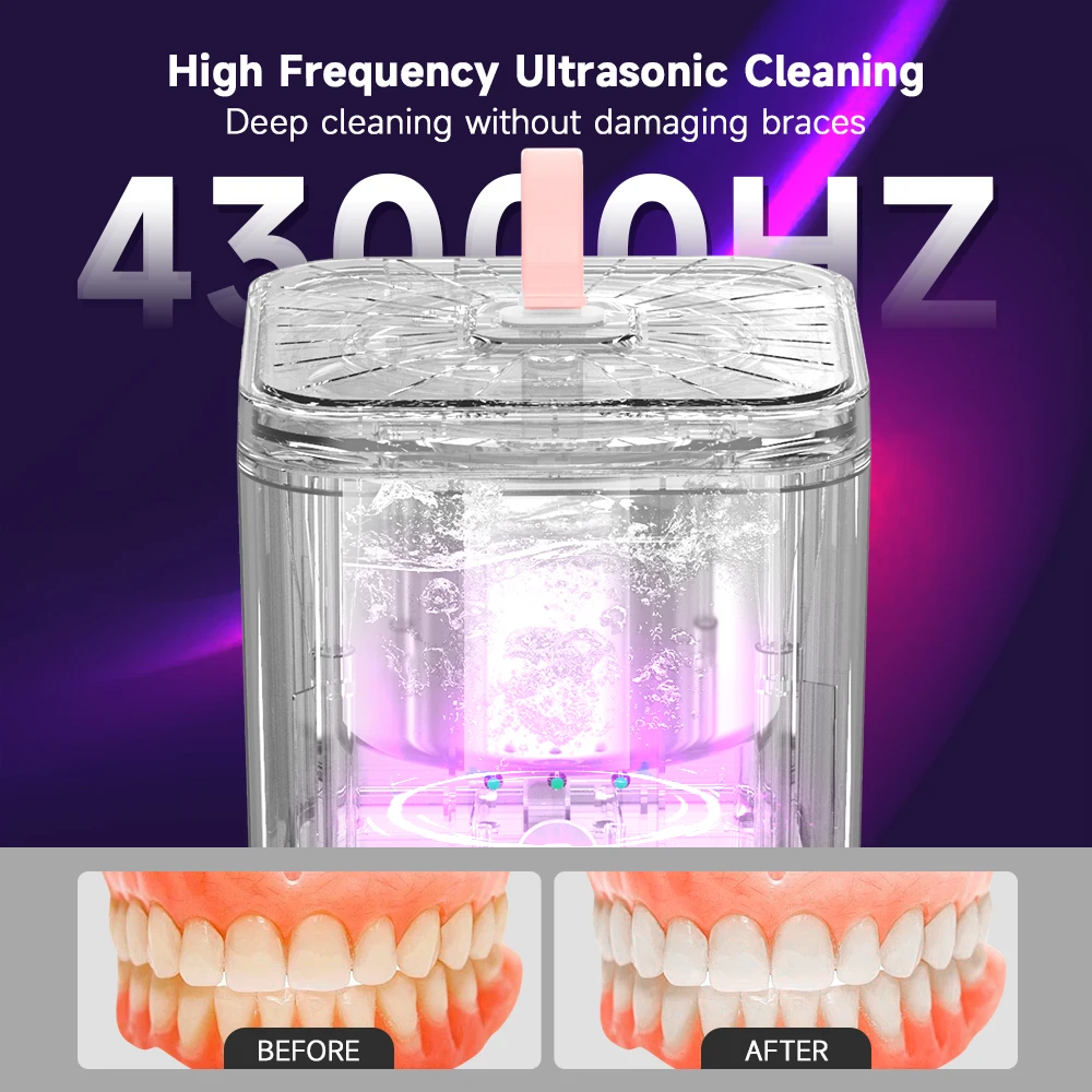 Household UV Cleaner Jewelry Watch Washing Machine Dental False Teeth Aligner Retainer Mouth Guard Ultrasonic Denture Cleaner