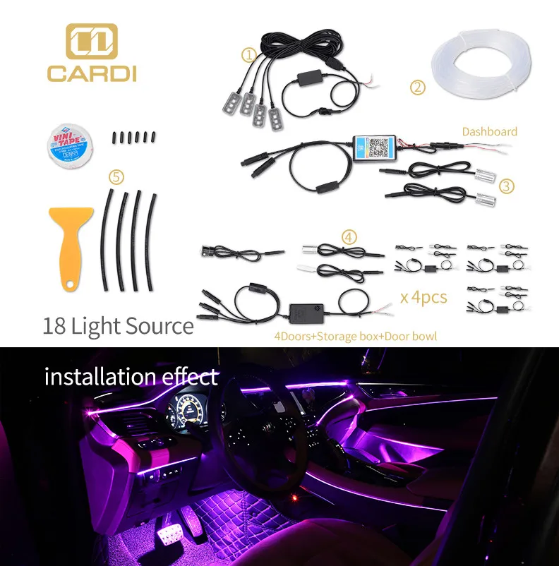 продажа с фабрики телефон приложение управления умный гибкий 5050 автомобиль rgb Светодиодные полосы комплект для автомобиля
