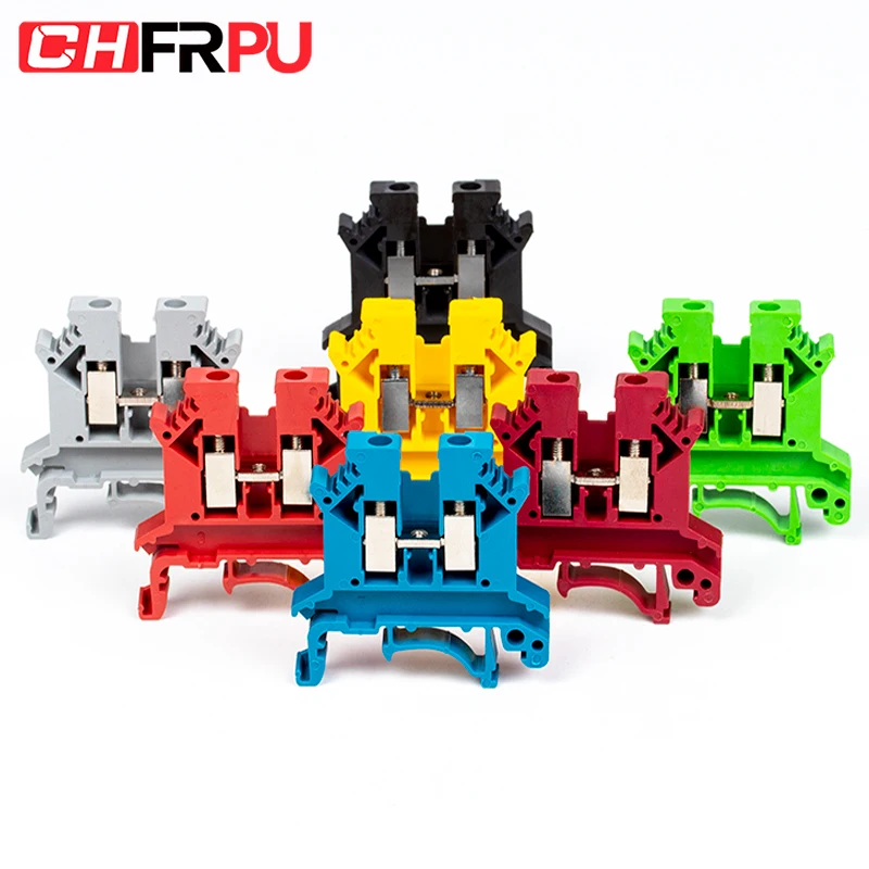 CHFRPU Hot Sale UK2.5N feed through DIN rail terminal block UK2.5B screw combined terminal UK series electrical wire connector