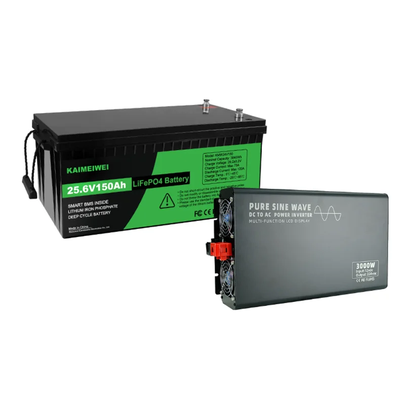 KMW 24v energy storage battery 24v 150ah lifepo4 lithium ion batteries with 3kw inverter home use