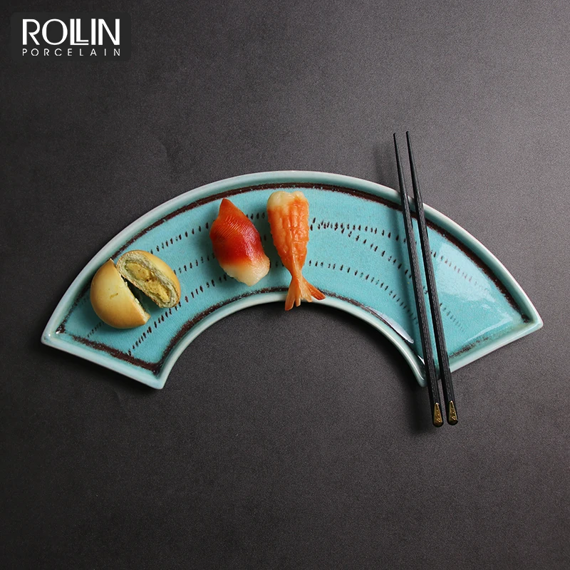 Porcelain Dish Plate Small Green Japanese Plate Ceramic Table Set Cake Dessert Slate Plate Cheese Dessert Board Set