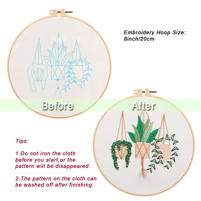 hotsales on Amazon Home Decoration Handmade plant cotton 20CM DIY manual embroidery kit for