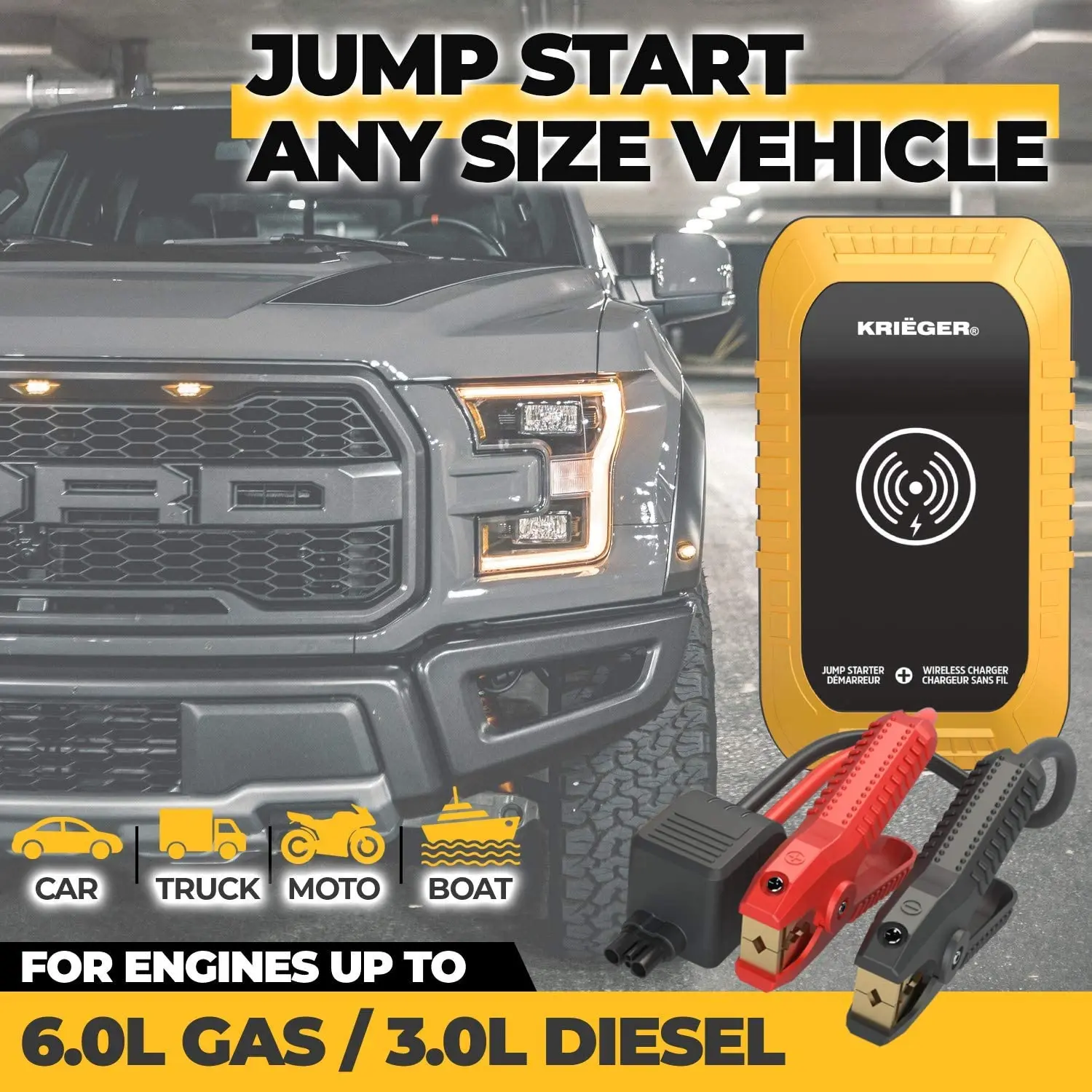 CE OEM Car Jump Starter 12V Auto Battery Booster with LED, USB 3.0 Quick Charge