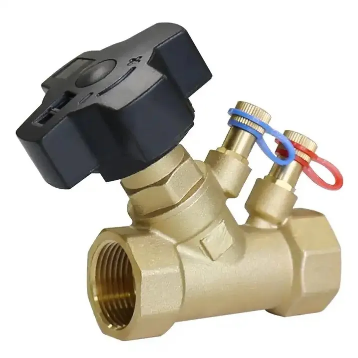 DN25 Brass Circuit Static Balancing Valves Double Regulating Balance Flow Meter Valve
