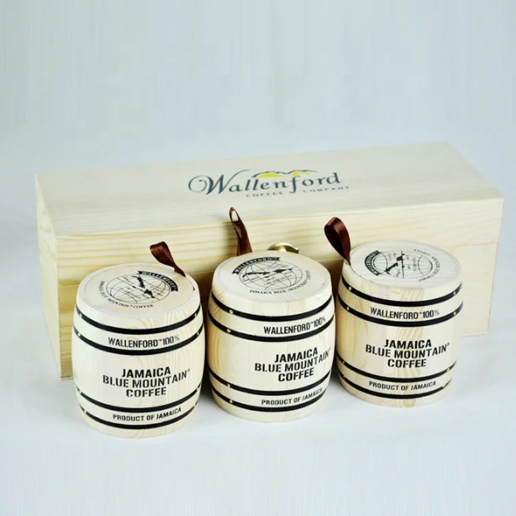 wholesale wooden coffee bean barrel container