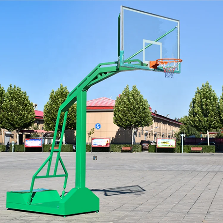 Portable FIBA outdoor indoor basketball hoop stand portable movable adult basketball stand with tempered glass and spring rim