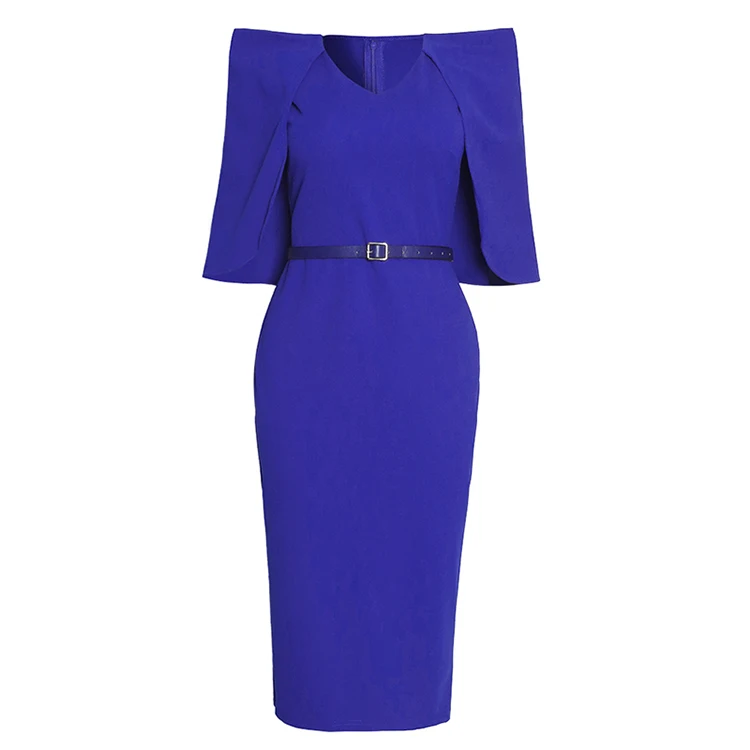 Cloak Bodycon Party Vestidos Belt Plus Size African Elegant Office Ladies Formal Work Turkey Ol Women Office Dresses For Career