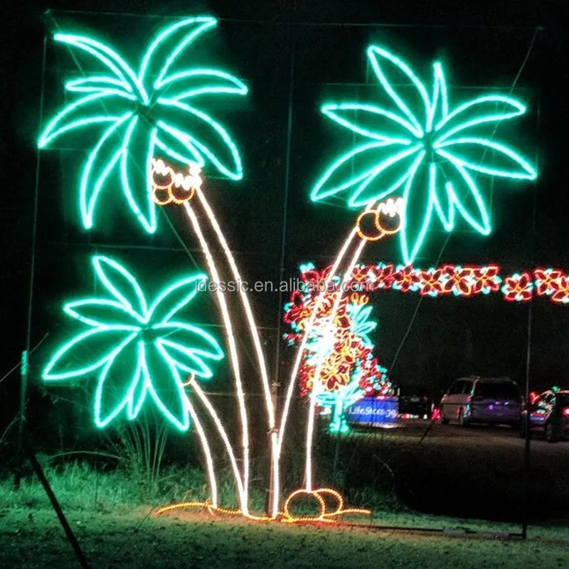 Outdoor LED rope light frame flower Christmas lighting silhouettes for yard holiday decoration