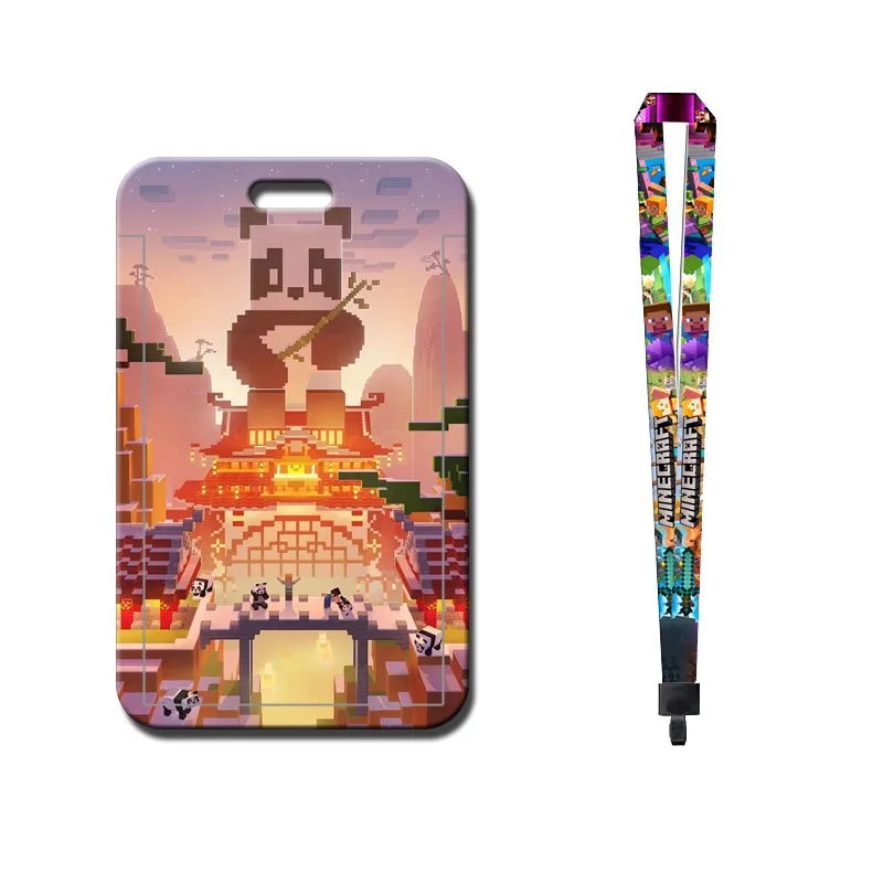 Minecrafted Neck Lanyard with Retractable Reel ID Badge Holder for Card Cartoon Lanyards Minecrafted Office Keychains