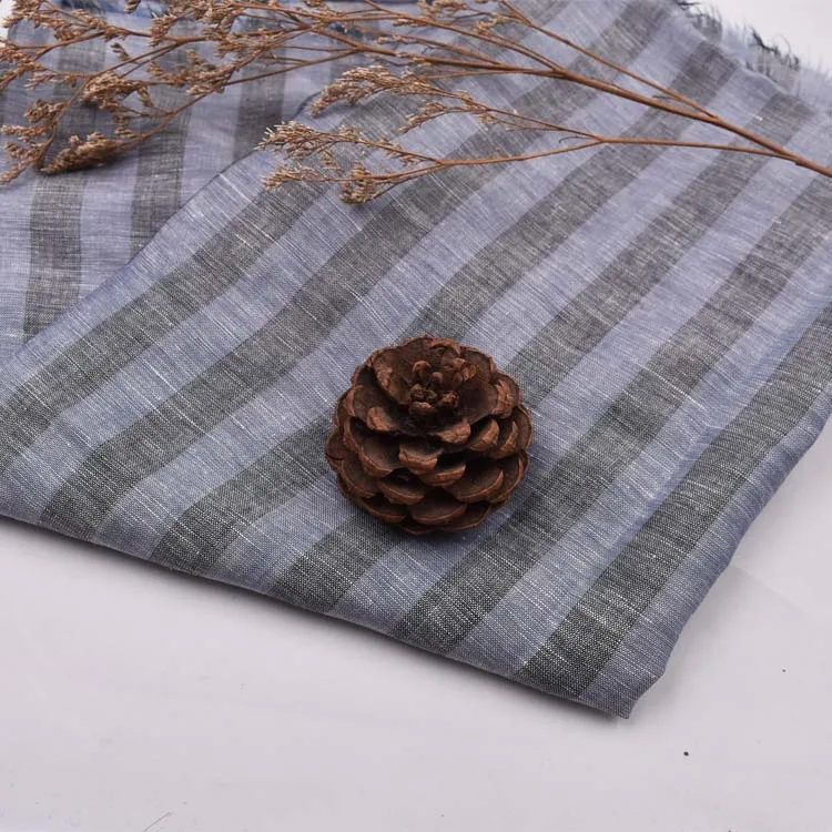 Factory supply custom light weight 37% tencel 63% linen fabrics stripe dress raw material tencel linen blend fabric for shirts