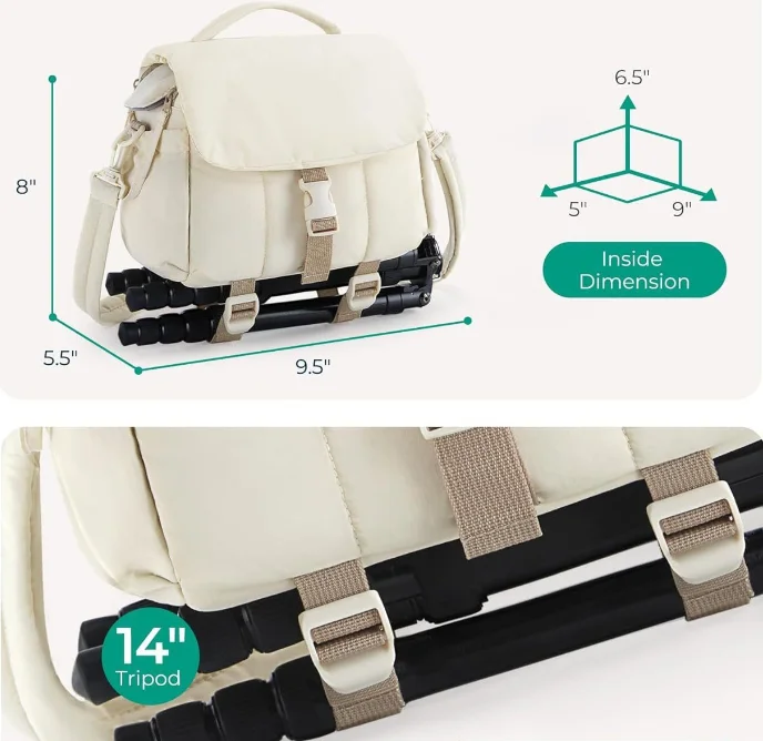 Ultra-light Compact Crossbody Camera Bag with Fluffy Rain Cover Ultralight Accessories for Digital Gear & Camera