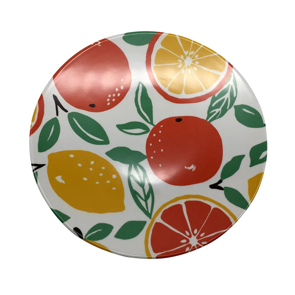 lemon print pattern custom  hard plastic picnic party food serving bowl plate  dinner set melamine dinnerware set