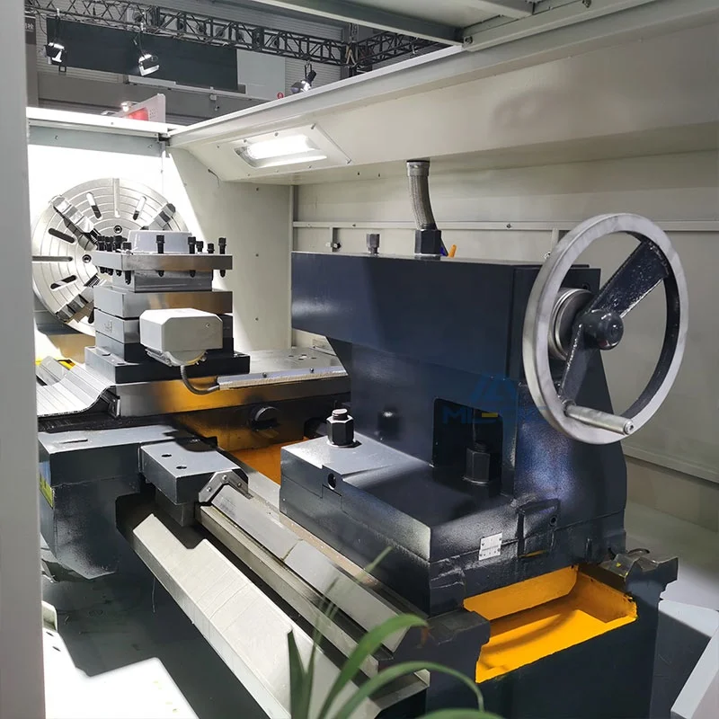 CK6150 horizontal flat bed 3 axis cnc lathe 6 tool with hydraulic chuck