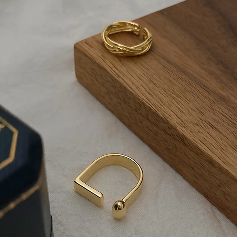 HOVANCI Gold Plated Adjustable D Letter Initial Fashion Korean Designer Finger Split Ring Rings Jewelry for Lady Women Gift