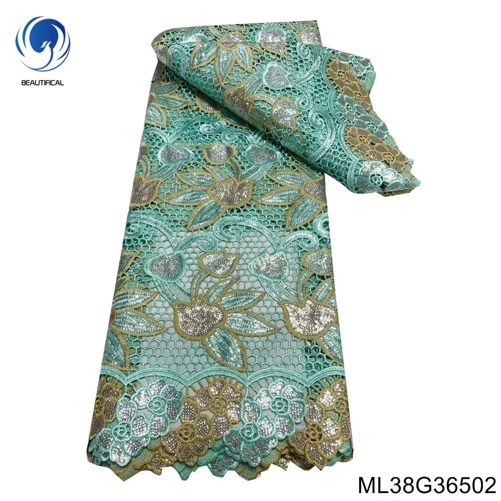 Beautifical dress lace materials african polyester guipure lace fabric wholesale bridal wedding cords fabric ML38G365