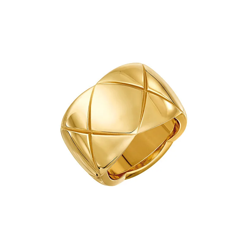 European American Titanium Steel Ring Internet Red Diamond Pattern Wave Edge Cross Plaid Cut Wedding Not Faded Fashionable Cou