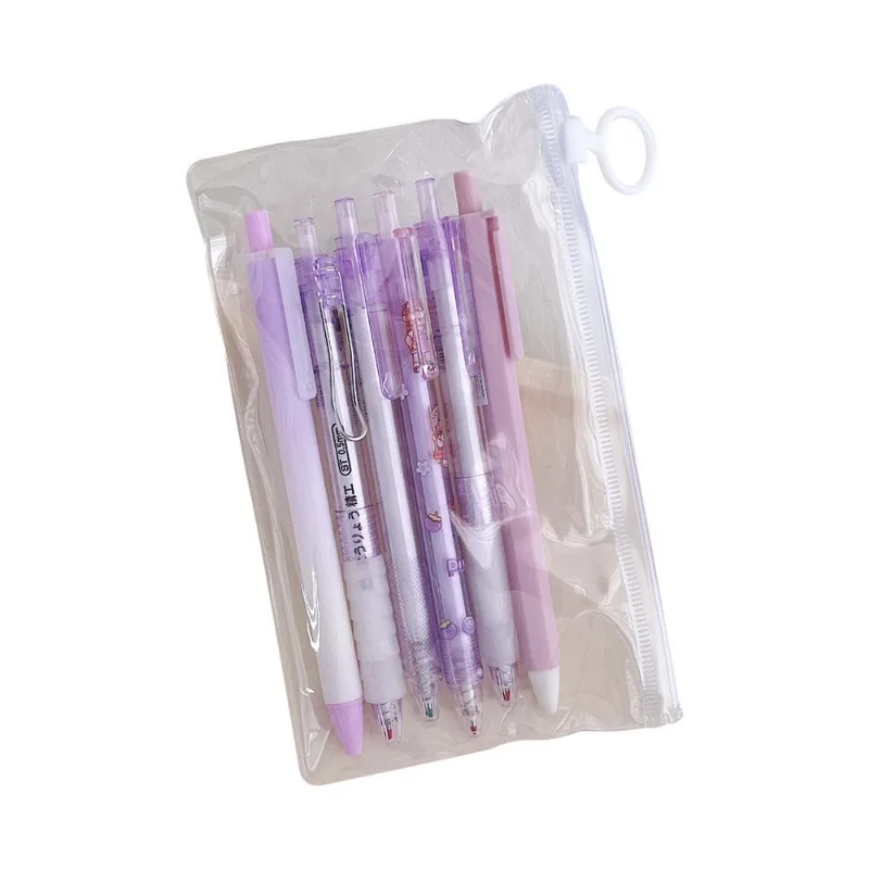 Korean Minimalist Gel Pens Kawaii Stationery Gel Pens Bagged Gel Pens Set 0.5mm Black