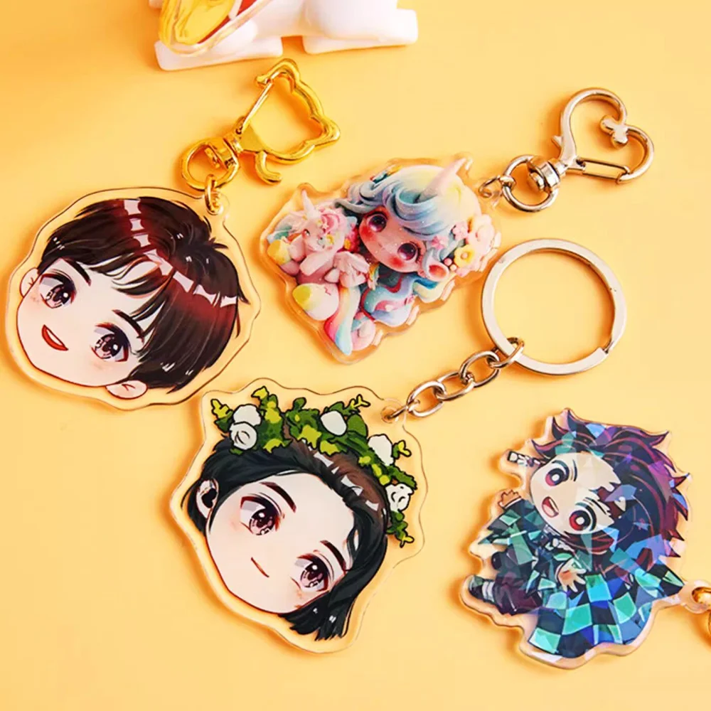 Wholesale anime custom acrylic keychain Small Quantity Acrylic Key chain Plastic Pendant Laser Charm Custom Acrylic Keychain