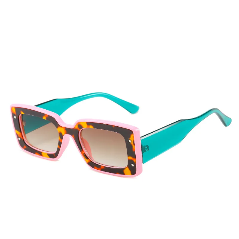 2024 New Square Sunglasses Personality Pattern Contrast Color Glasses Fashion internet celebrity Advanced Sunglasses