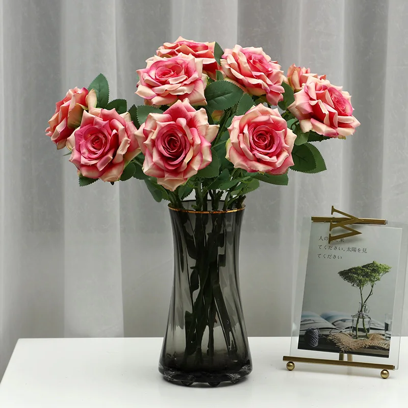 Самые популярные вазы для домашнего декора, композиция больших размеров, искусственные шелковые цветы, букет цветов