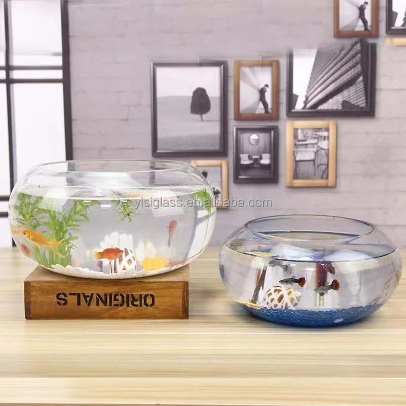 Wholesale Goldfish Bowl Small Round Clear Glass Fish Bowl Decoration Large Aquarium Tank