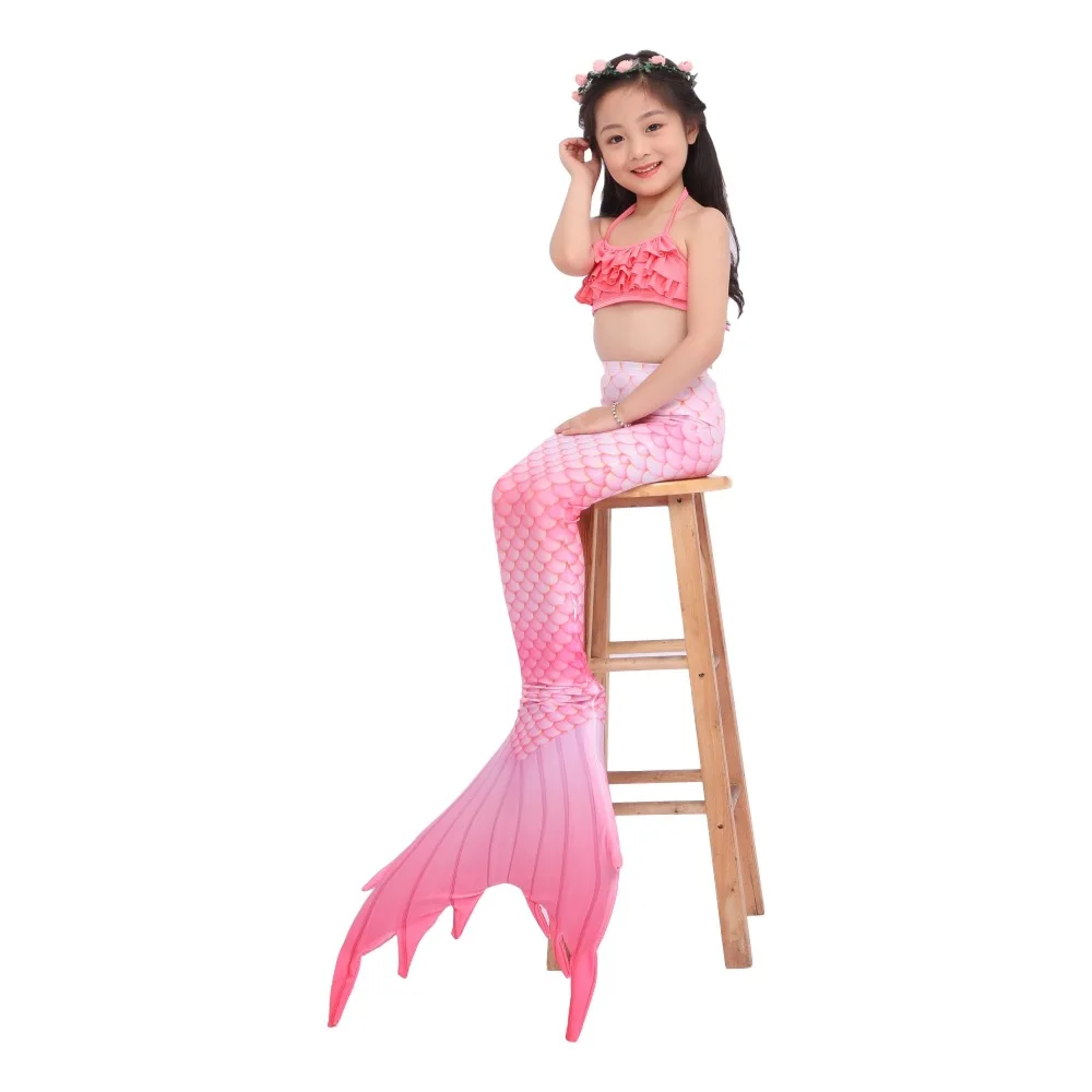 
3Pcs Girls Swimsuit Mermaid Tails for Swimming Princess Bikini Bathing Suit Set 