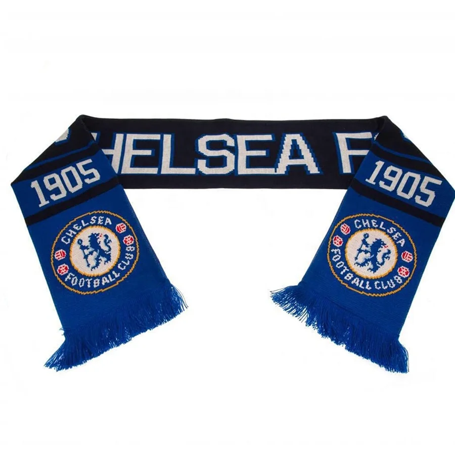Double Acrylic Jacquard Custom Classic Scarves Sports Fans School Team Neck Football Soccer Winter Knit Scarf for Men