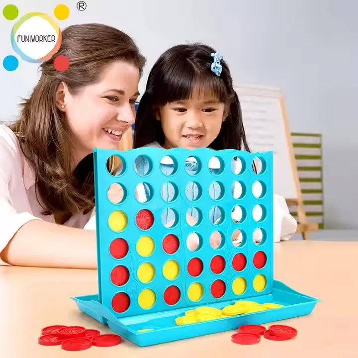Fashion brain training plastic four in a row chess connect 4 game for kids