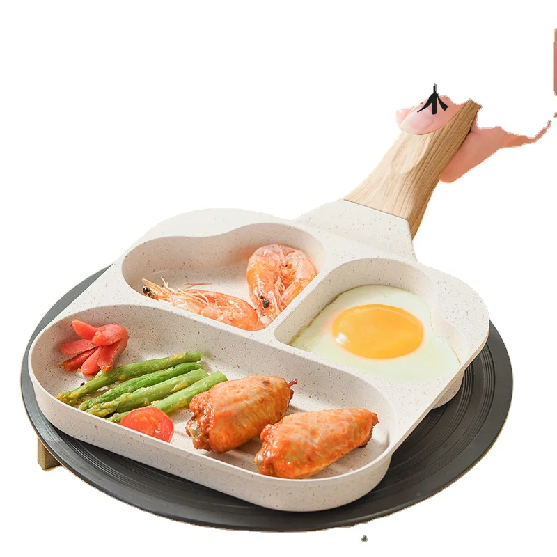 4-Hole Frying Pot Pan Thickened Omelet Pan Non-stick Pancake Steak Cooking Egg Ham Pans Breakfast Maker Cookware