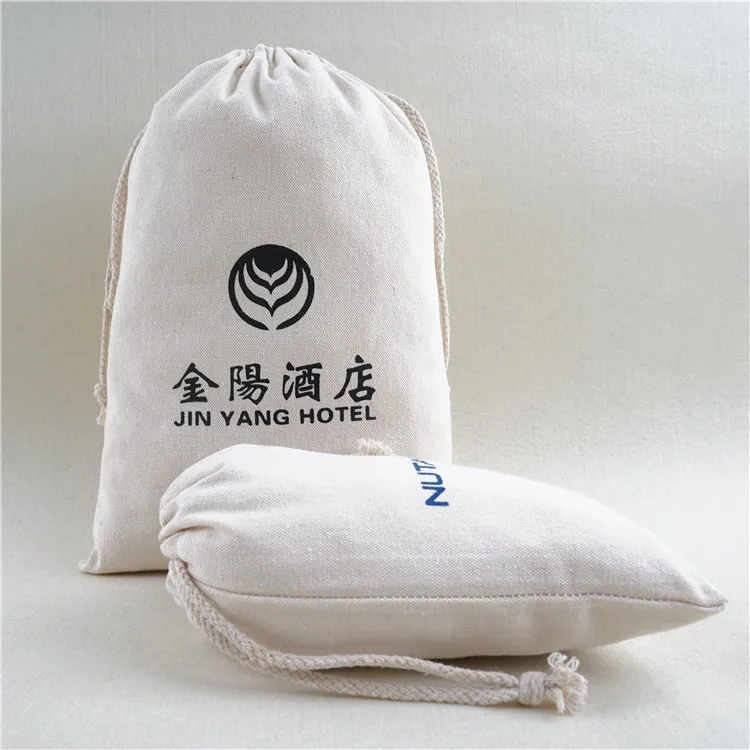 
Wholesale Custom logo printed small 100% organic cotton muslin drawstring gift jewelry bag for sale 