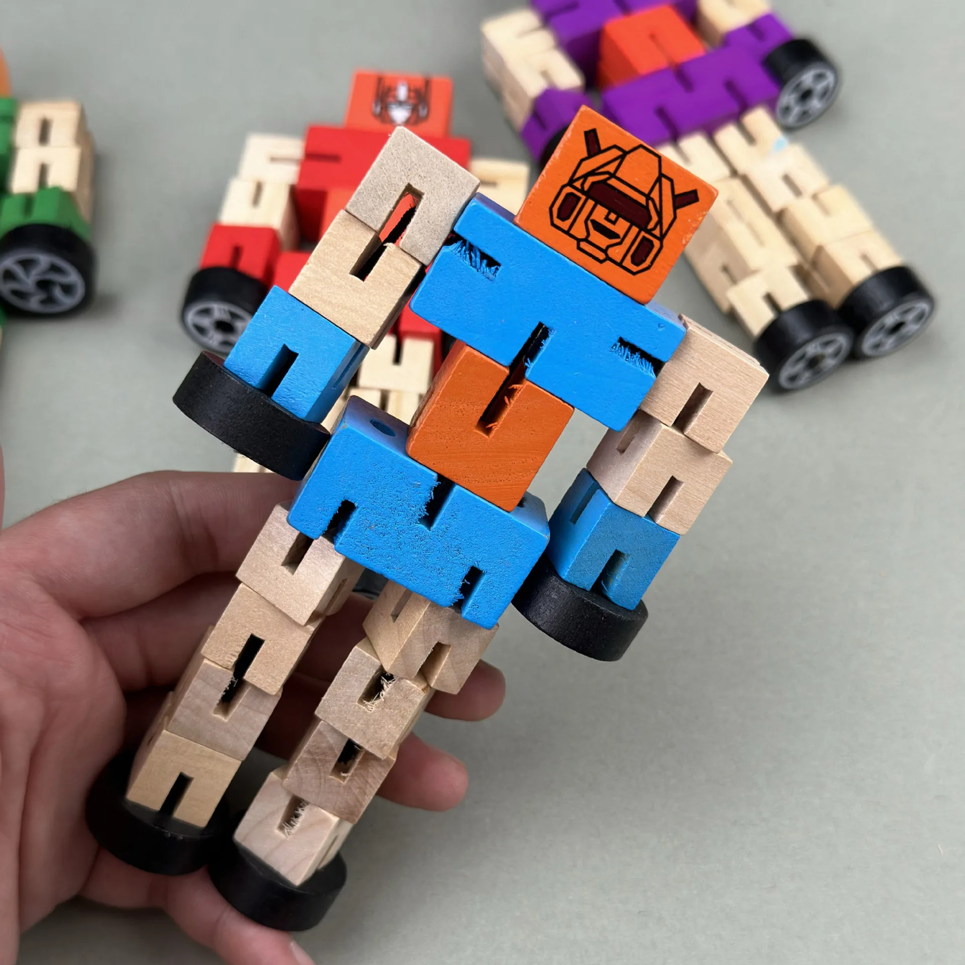 Cheap Magic Transform Car Shape-Shifting Autobots Distortion Toys Deformation Diy Robot Wooden Toy Car