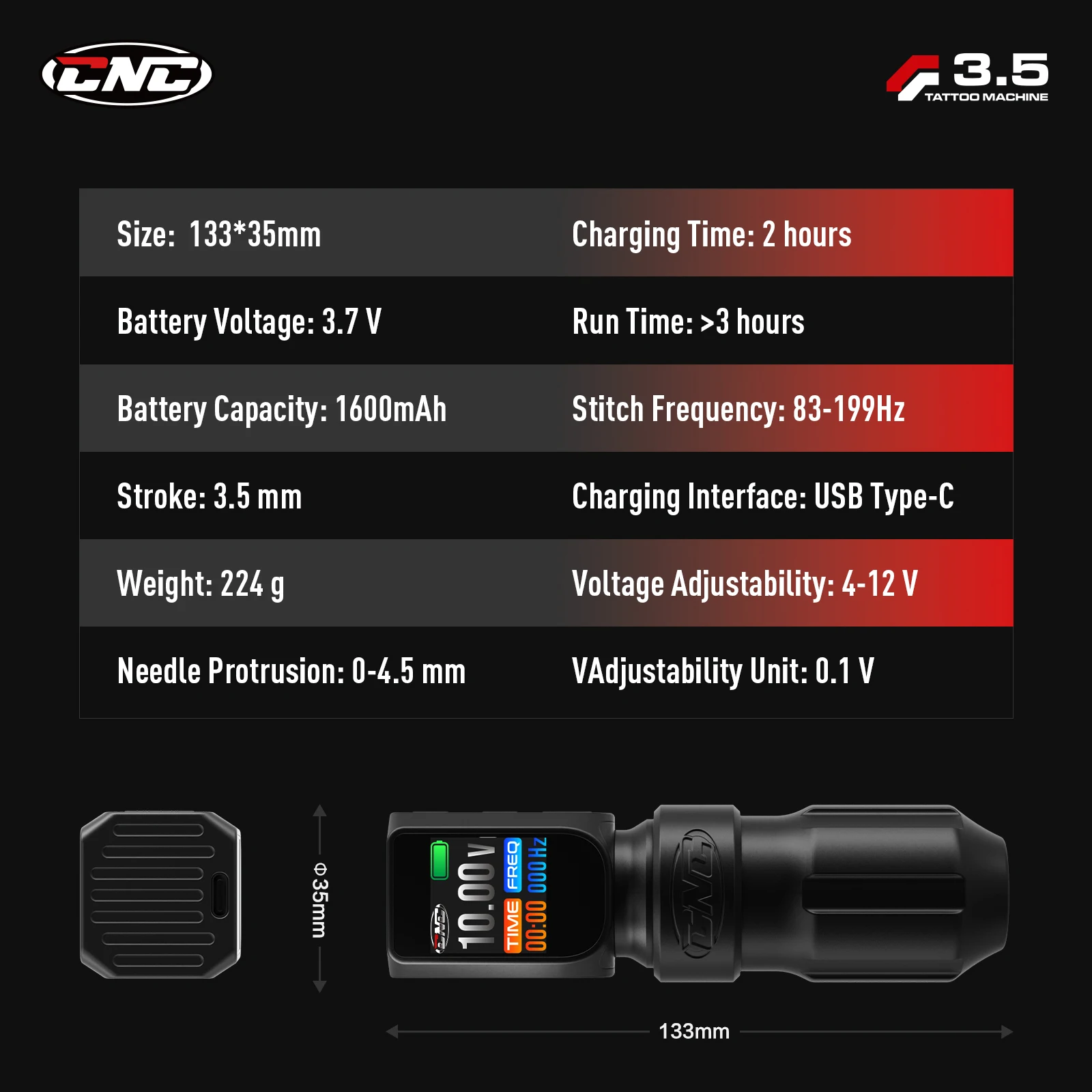 New CNC Professional Wireless Rotary Tattoo Pen Dual Batteries Wireless Tattoo Machine Gun