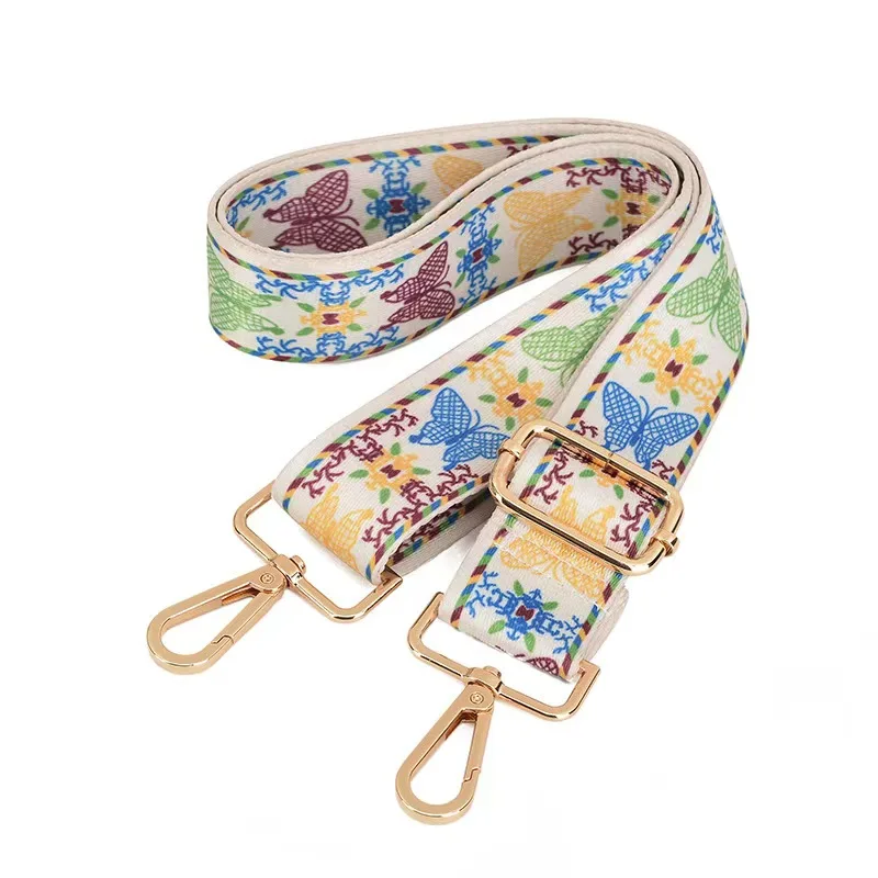 Eco-frendly cartoon flower  printed polyester bag comfortable shoulder webbing straps