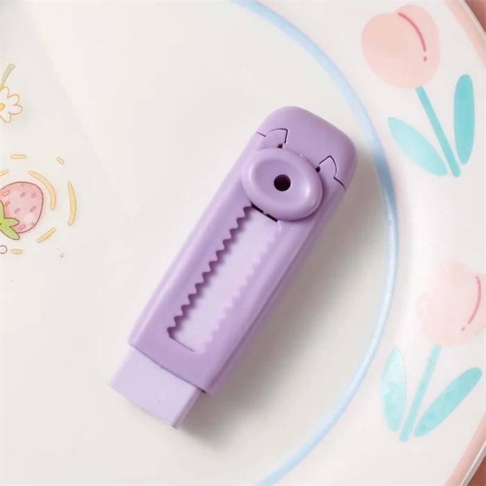New come school supplies for students stationery custom printed different types cute push pull kawaii eraser set for Girls