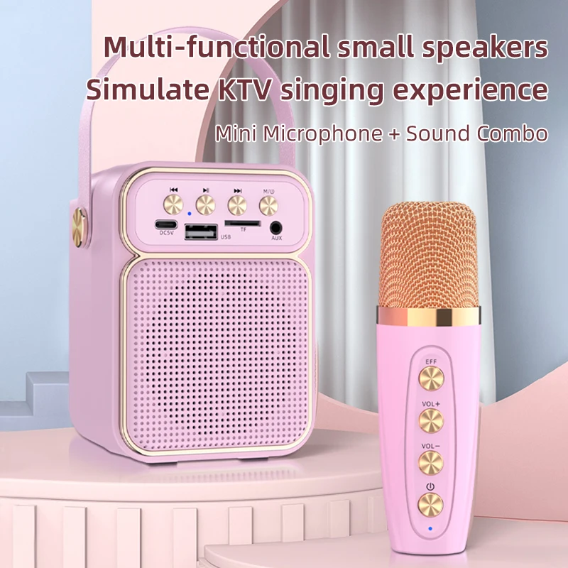 ES-4049 Wholesale 5W Subwoofer speaker Double Microphones Home Party KTV portable outdoor Party Wireless Karaoke Speaker