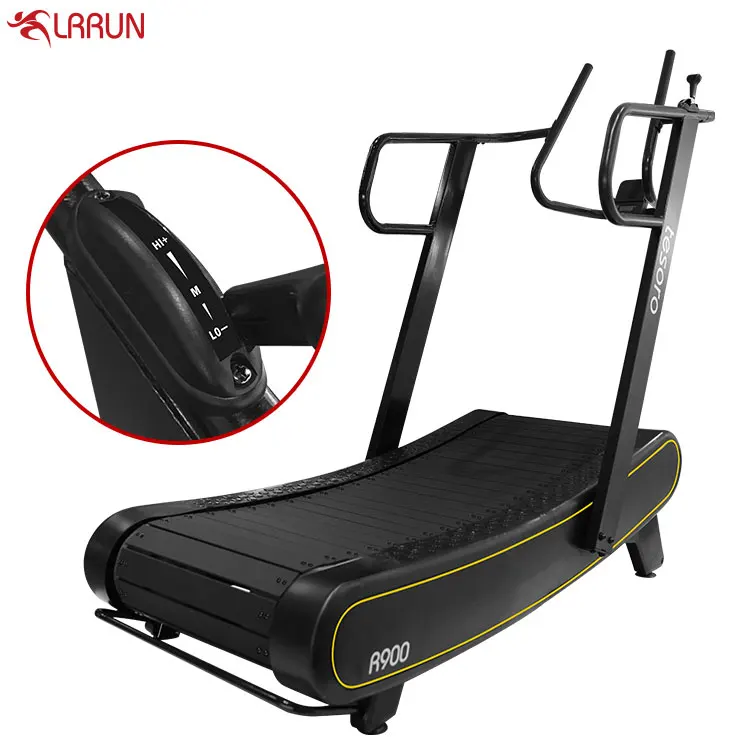 commercial use non-motorized self-powered gym fitness air runner curved  treadmill cardio training
