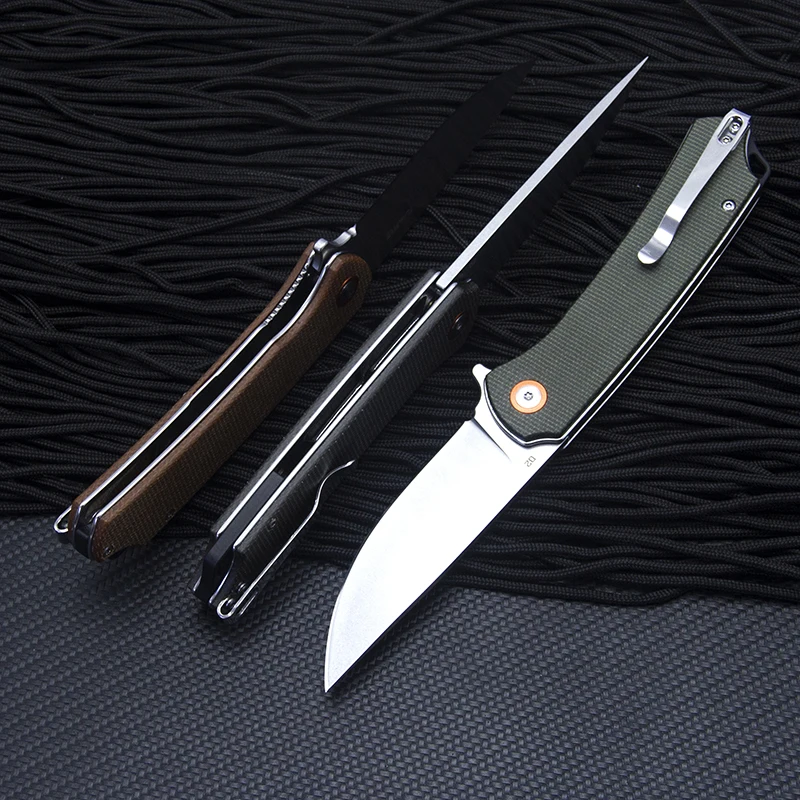 High Quality D2 Steel With Carbon Fiber Handle Outdoor Camping Survival Knives Pocket Portable Tactical Folding Blade Knife