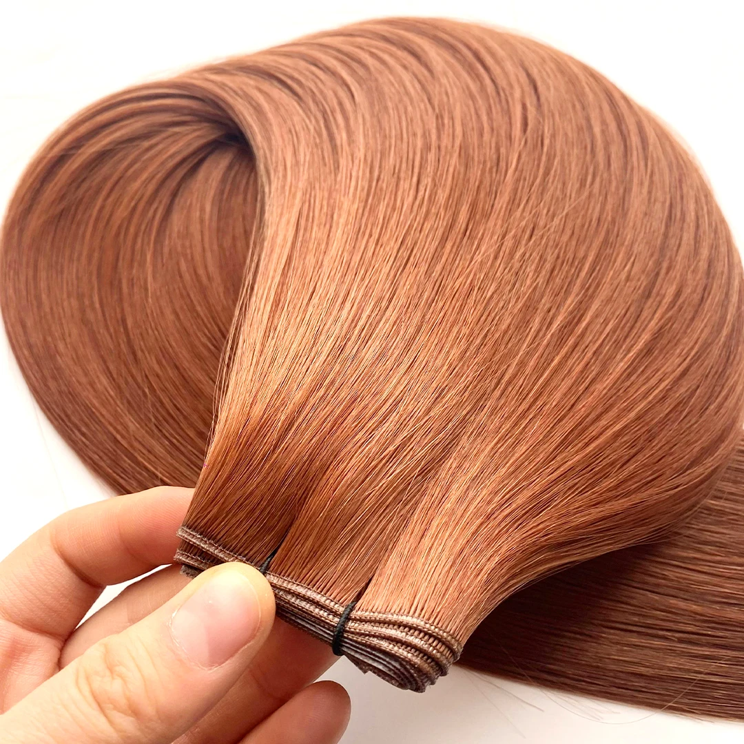 Factory Hot Selling 100% Human Virgin Remy Cuticle aglined Genius Weft 12A Double Super Drawn Weft