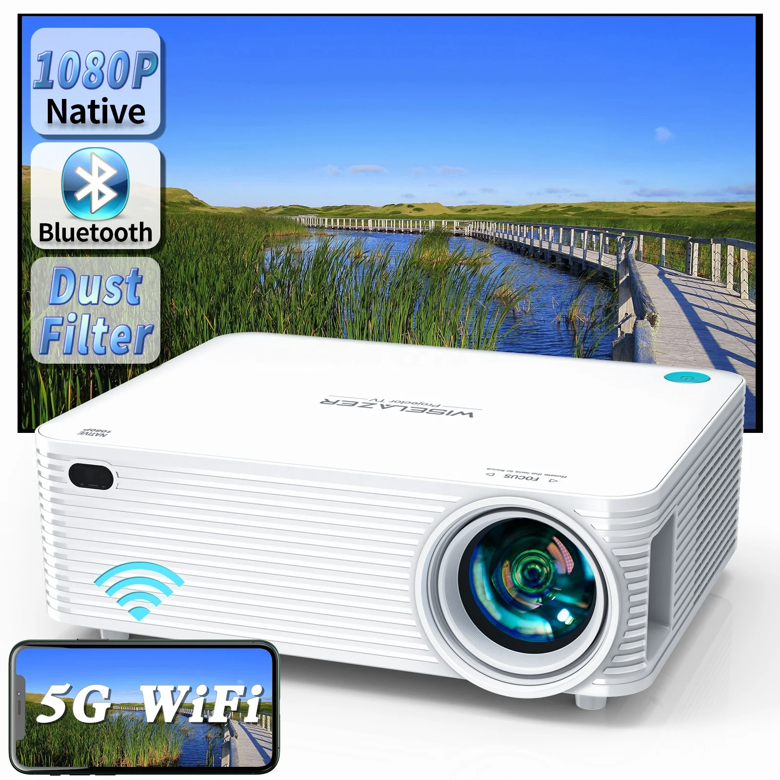 ZAOLIGHTEC A30 Projector 4K Full Hd 1080p Android 9.0 Mini Wifi Auto Focus 450Ansi Portable Projector for Office Home Theater