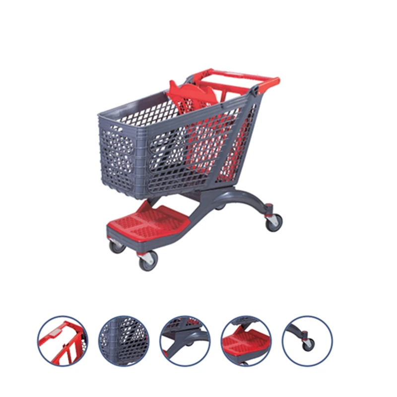 Cheap 210L All Plastic Enhanced Shopping Cart Grocery Store Steel Trolley Supermarket Shopping Carts