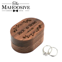 Personalized Rustic Wedding Wood Ring Box Wooden Ring Holder,Customized Wedding Ring Bearer Box,Engagement Box