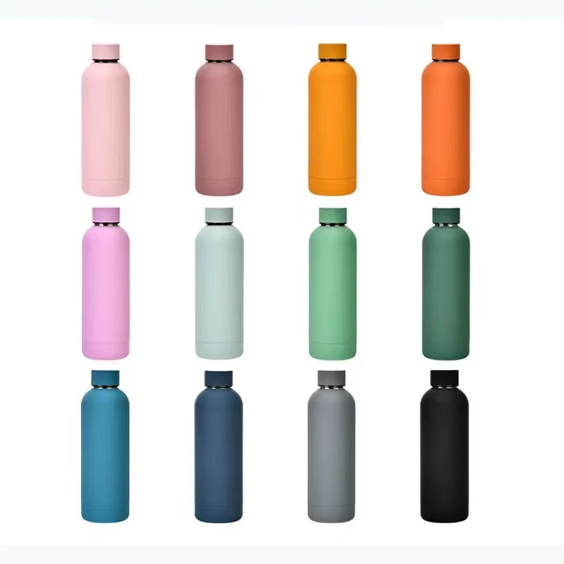 Stock Vacuum Bottle Stainless Steel Water Bottles With Silicone Rubber Coating