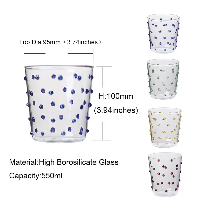 Party Glasses Handmade Sizes Customized Borosilicate colored Glass Tumbler For Drinking Juice Wine Water Cup