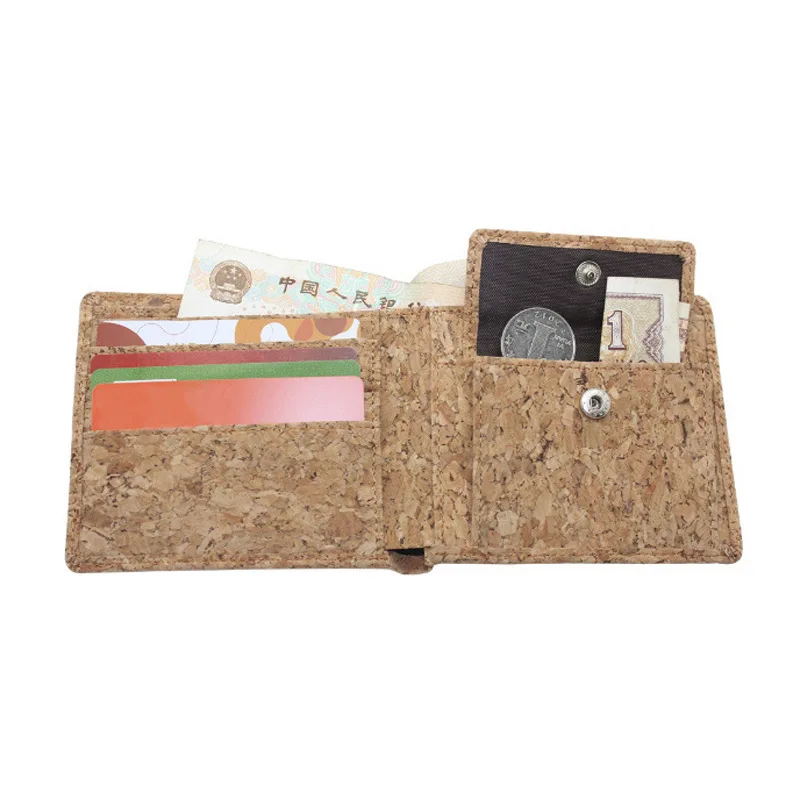 Amazon Hot Sale Cork Leather Wallets Slim Short Work Coin Wallet Mens Work Leather Men Wallet