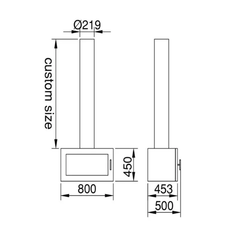 2024 Hot Sale Indoor Decorative Firewood Heating Stove Wood Burning Stove Wall Mounted Suspended Fireplace