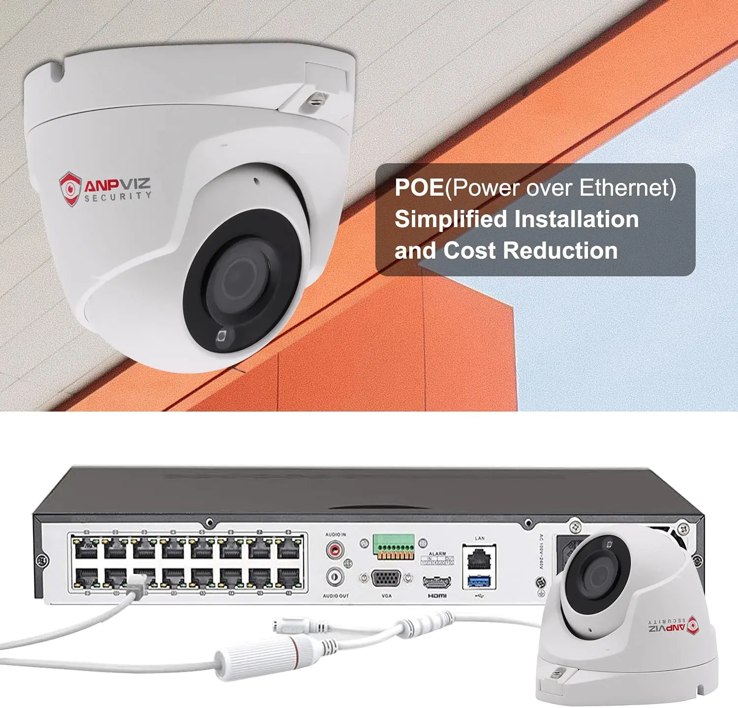 Anpviz 5mp ip camera Turret outdoor/home mini ip camera Built in Audio/Mic cctv camera security Night Vision 120dB WDR IP66