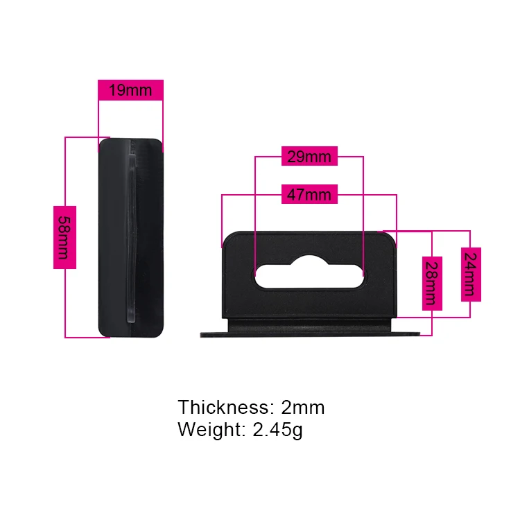 
Free samples black plastic euro hole hooks packing hanger display hook for box package 