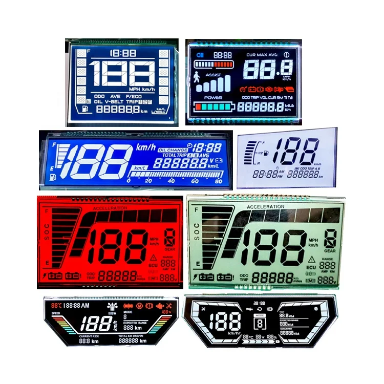 Black Characters Gray Background 14 7 Segments Screen Factory Custom Monochrome Segment LCD Display TN Energy Meter LCD