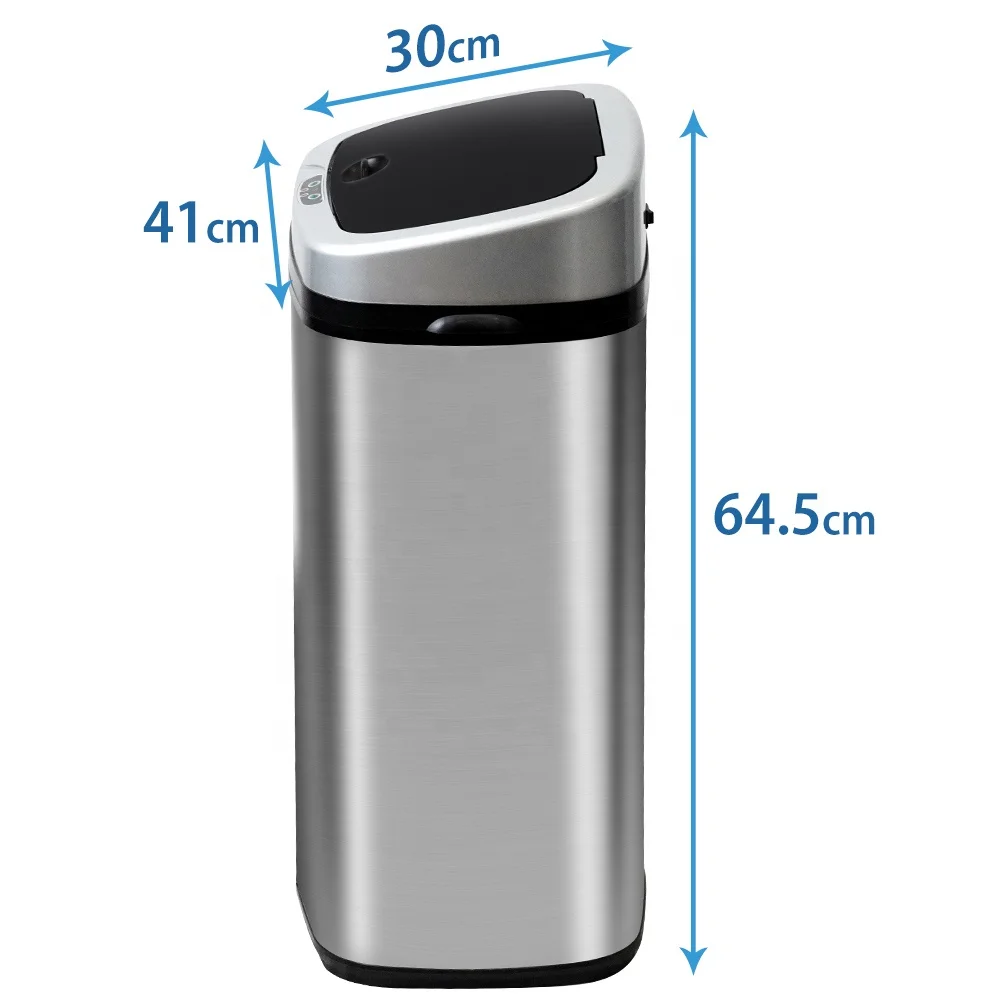 
Wholesale High Quality Touchless 13 Gallon Automatic Dustin Bin Stainless Steel Sensor Trash Can 
