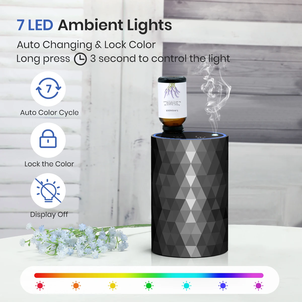 Aluminum Alloy Travel Portable USB Rechargeable Battery Waterless Aroma Diffuser Mini Pure Essential Oil Car Diffuser